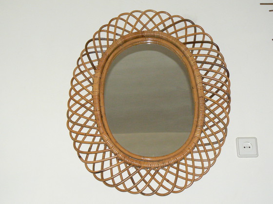 Image 1 of Fraaie Vintage Rotan Spiegel van Franco Albini  60's