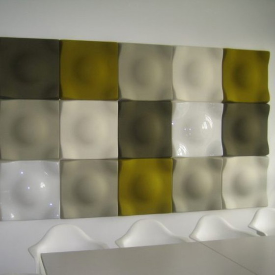 Image 1 of Offecct soundwave swell akoestische 3D design panelen grijs vilt, modulair