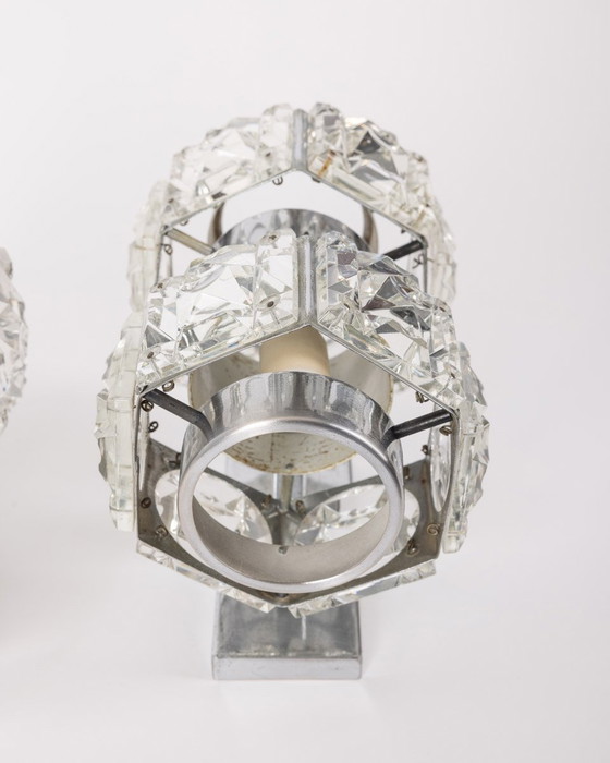 Image 1 of Paire de lampes murales en cristal des années 60 conçues par Kinkeldey