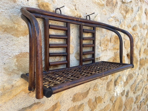 Étagère murale vintage en bambou et rotin, style milieu du siècle, années 1960