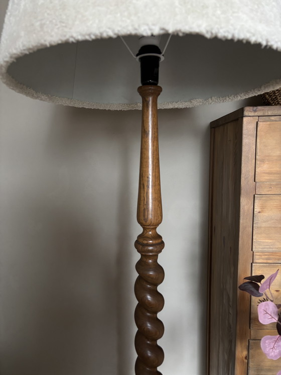 Image 1 of Lampada da terra vintage Japandi in legno