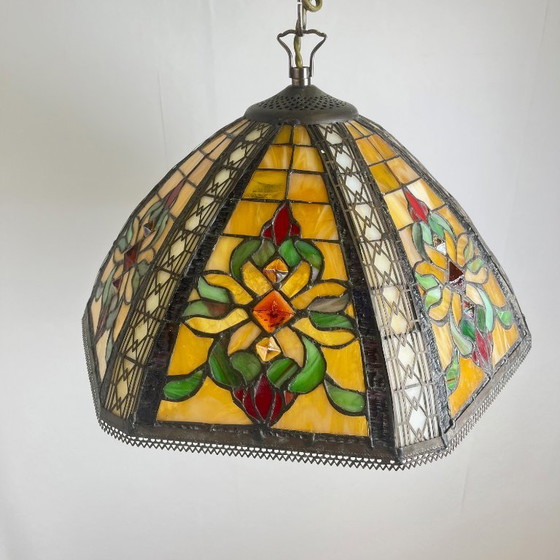 Image 1 of Tiffany-style stained glass pendant light – 40 cm diameter