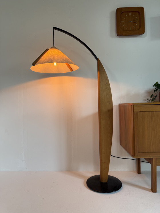 Image 1 of Vintage alder fishing rod lamp, Domus ‘80