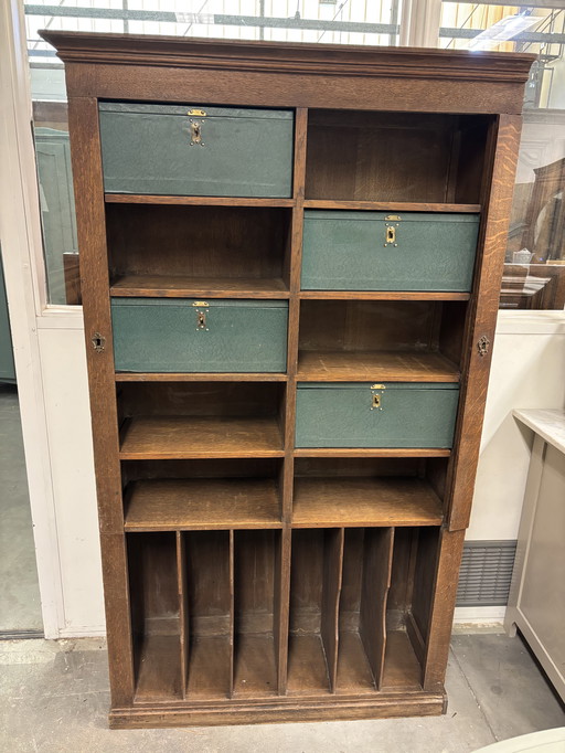 Vintage Brocante archiefkast / vakkenkast