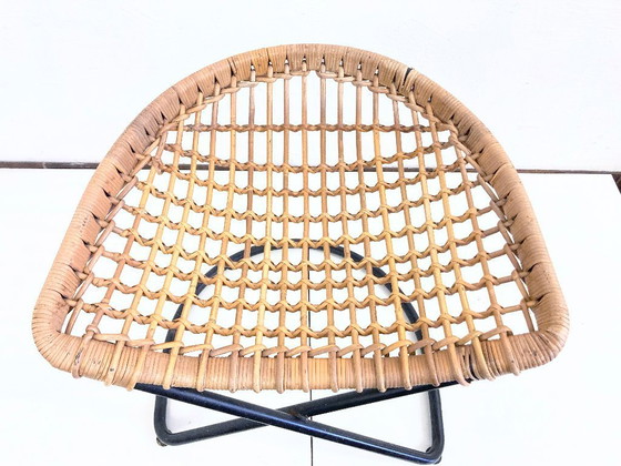 Image 1 of 2 armchairs with stool in rattan 60s design
