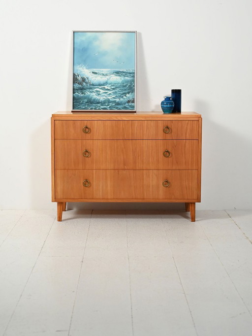1930s–40s Scandinavian Art Deco elm chest of drawers