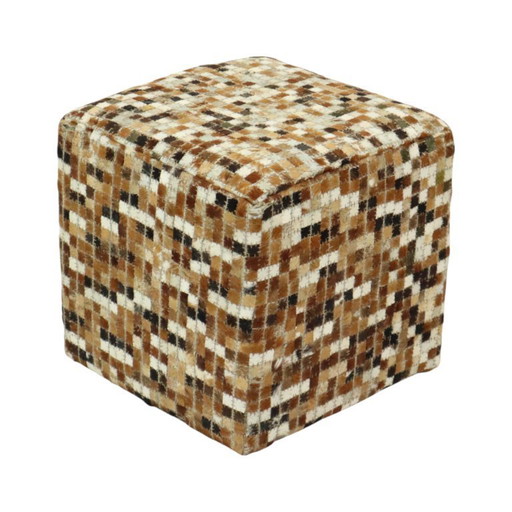 Tabouret carré vintage en peau de chèvre