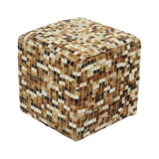 Image 1 of Pouf quadrato vintage in pelle di capra