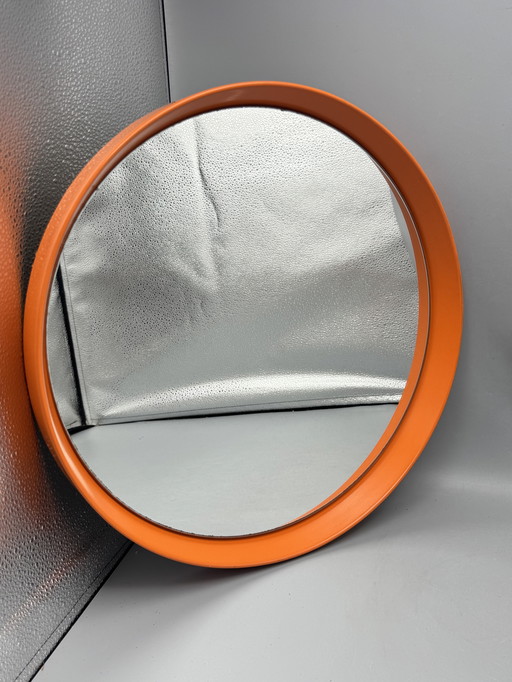 Vintage Space Age mirror - orange design classic from the 1970s