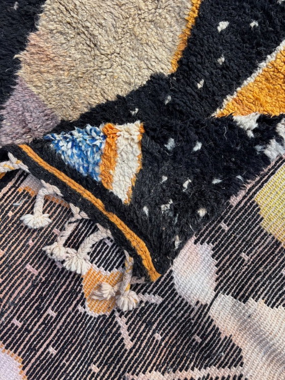 Image 1 of Moroccan Berber Black wool rug 200x280 cm– black abstract tribal carpet