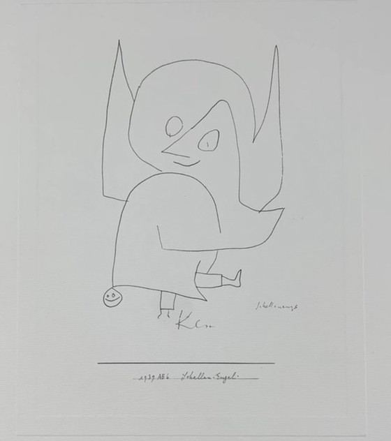 Image 1 of Paul Klee: "Bell Angel." Screenprint, Signed in the Plate. Professionally Framed with High Quality Gallery Frame and Mirrored