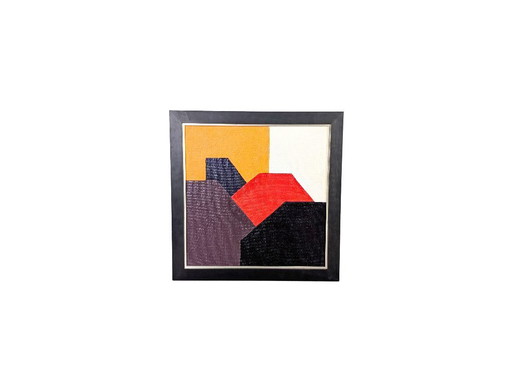 Oil painting, framed composition, Möck burlap, jute, canvas