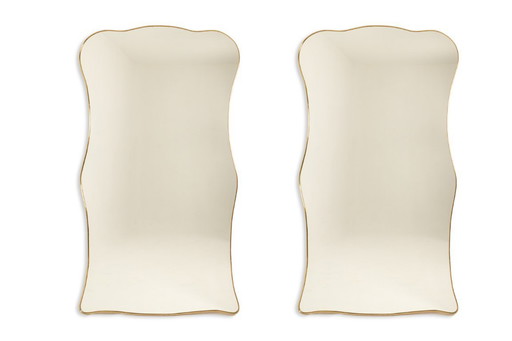 Pair of mirrors, Gio Ponti style. Brass frame. 1980s.