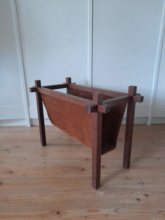 Image 1 of Portariviste danese Skjøde Skjern in teak e pelle scamosciata