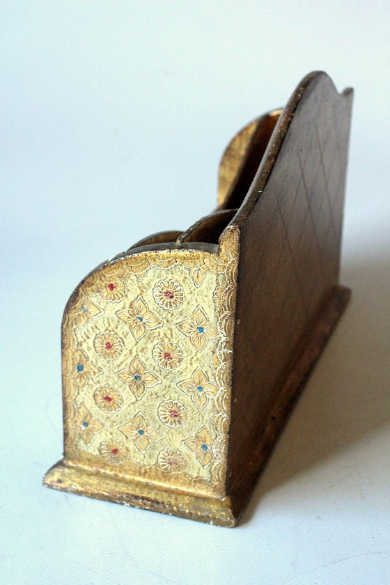 Raro portacarte fiorentino in legno degli anni '50, Accessori da tavola, Multicolore, 1950 (foto 3 di 10)