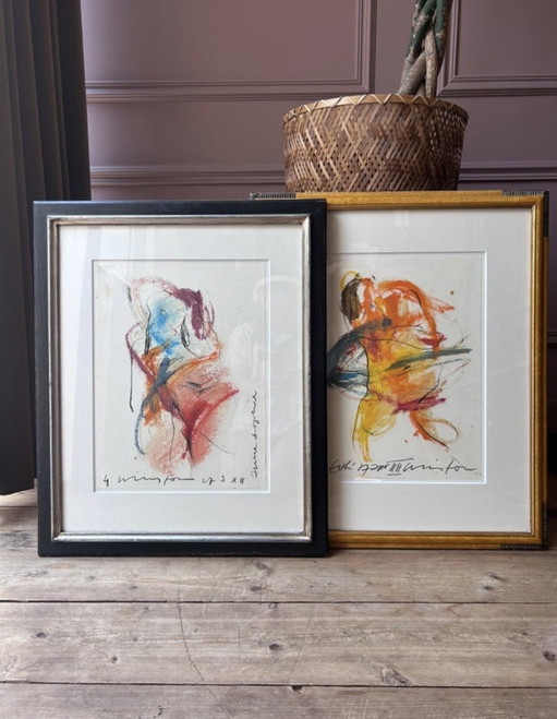 🎨 Winston Huisman – Set of 2 original, signed artworks (framed)