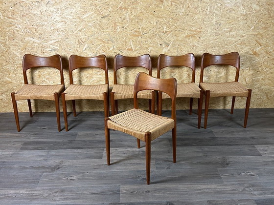 Image 1 of 6x Sedie da pranzo in teak anni '60/'70 di Niels O. Möller per J.L. Møllers anni '60