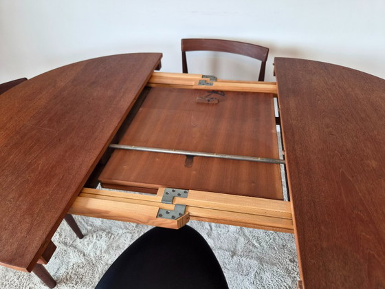 Roundette Teak Extendable Dining Set by Hans Olsen for Frem Røjle, Denmark 1960s – Wood, Skai (photo 7 of 29)