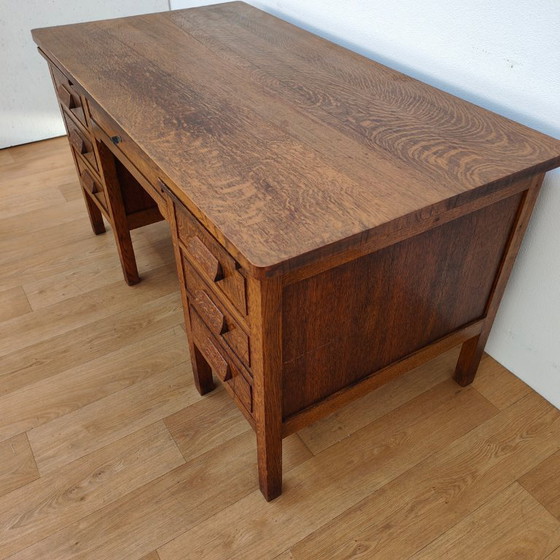 Image 1 of Antique wooden banker's desk desk workstation