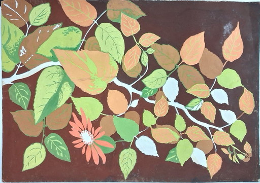 Vintage watercolor painting, Leaves