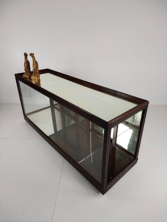Image 1 of Comptoir de magasin anglais ancien avec miroir – vers 1920