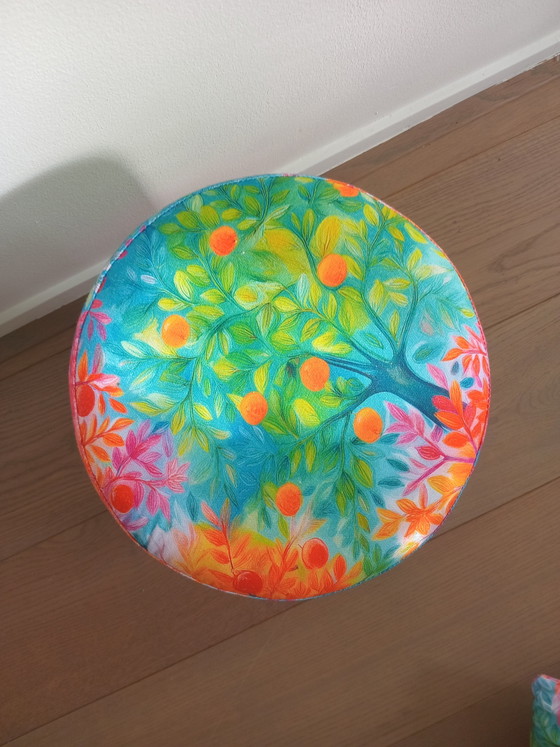 Pouf mit Aquarellbaum-Motiv und passendem Dekokissen – Hocker & Poufs, Textile (photo 2 of 5)
