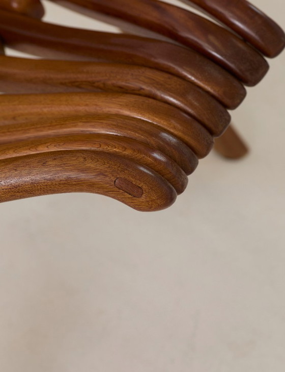 Image 1 of Vintage handcrafted folding chair in solid Iroko wood, circa 1970