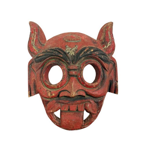 Decorative wooden mask, red