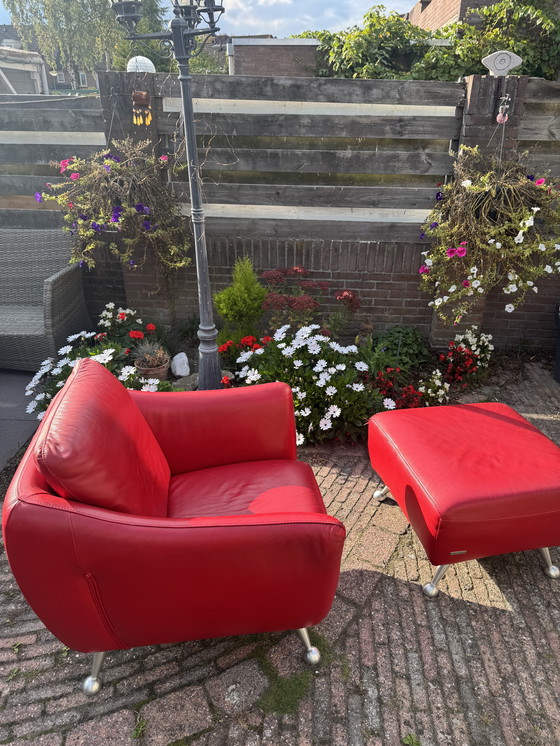 Image 1 of Nicoletti fauteuil met hocker in Italiaans design