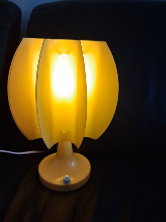 Image 1 of Zicoli space-age slatted table lamp, Yellow 1970, Zicoli Leuchten ,back lamp to the seventies.