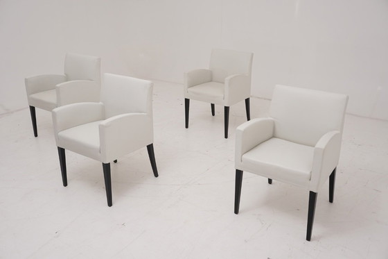 Image 1 of Wittmann Berlin Stühle 4 Stk. Leder weiss Stuhl Esszimmerstühle