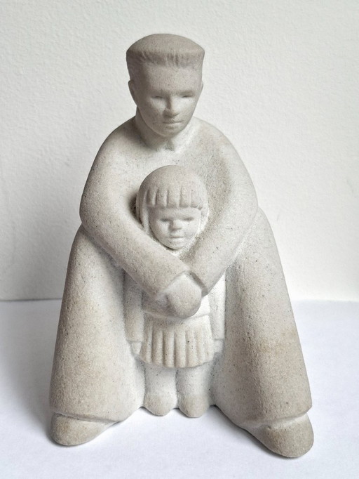 Figurine Father and child - Marbell Stone Art Belgium