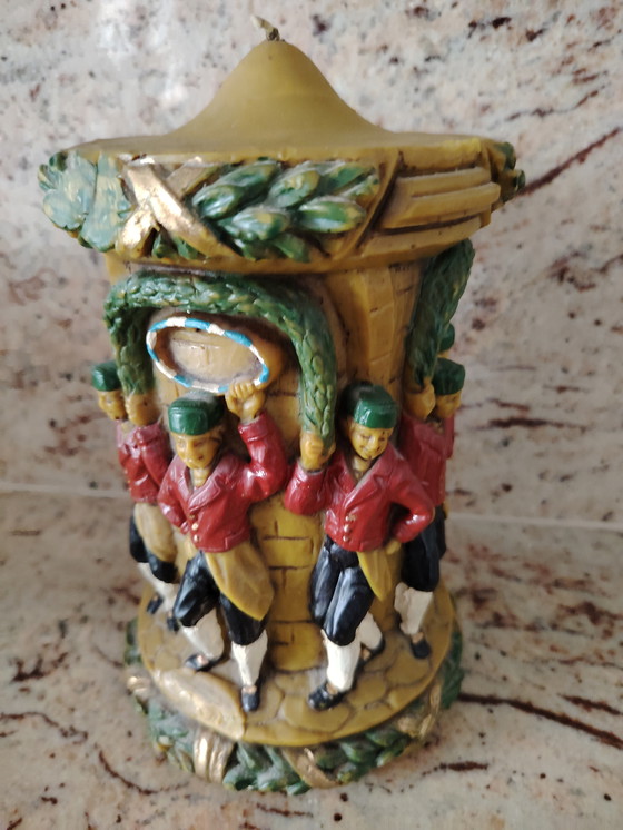 Image 1 of Schäfflertanz Schäffler Dance Folk Dance Grande candela votiva vintage in cera d'api