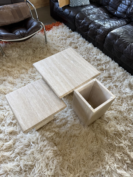 Image 1 of 3 x travertine nesting coffee tables