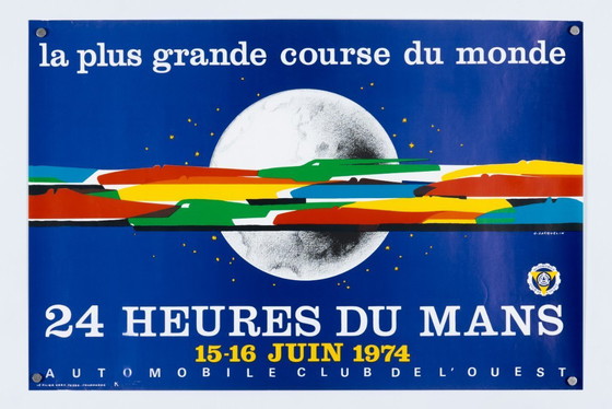 Image 1 of 24 ore di Mans 1974 – Poster originale vintage Motorsport di J. Jacquelin – Vintage Racing – 40x60 cm