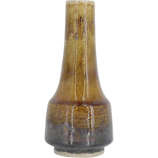 Vase vintage No. 3 en grès émaillé brun par Gunnar Borg pour Höganäs Ceramics, Suède 1960