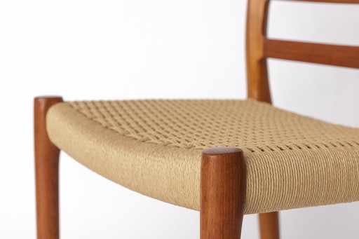 1 de 6 Chaise Niels Møller Model 85 en teck avec cordon danois, 1980 Moderne du milieu du siècle danois