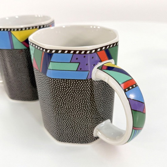 Image 1 of Pair of Big Mugs Scenario Metropol by Barbara Brenner for Rosenthal, 1990s
