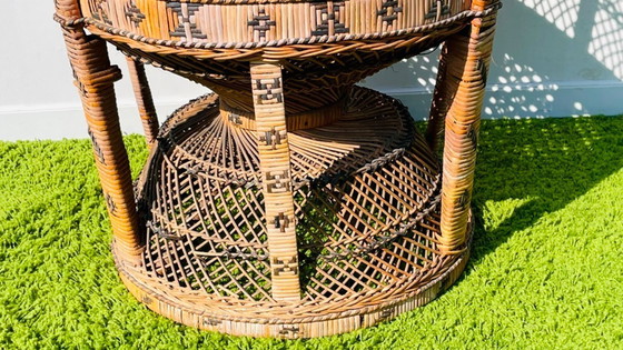 Image 1 of Fauteuil XL Peacock « Emmanuelle » en rotin. Vintage années 70.