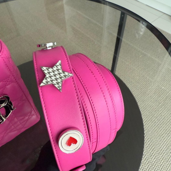 Image 1 of DIOR LADY SMALL - CANNAGE LAMMLEDER BARBIE PINK SILBERNE BESCHLÄGE