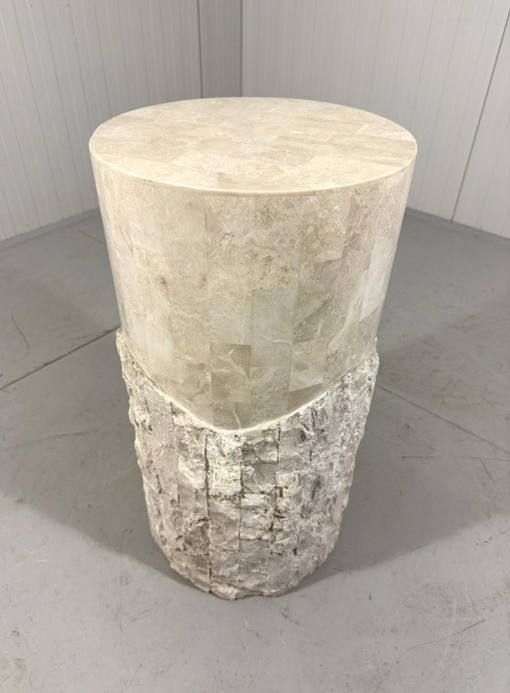 Image 1 of Travertijn Mactan Stenen Zuilen & Vaas 1980's