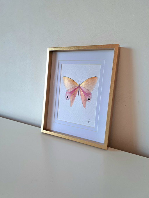 Watercolor Painting Butterfly With Gold Effect | With Frame