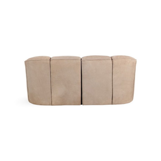 Image 1 of Originele Walter Knoll Piccolino tweezitsbank van suède in vintage stijl.