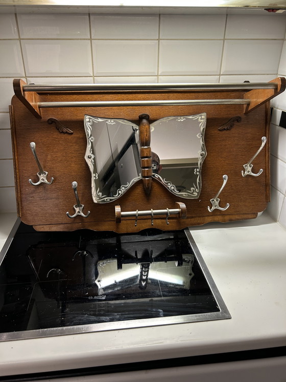 Image 1 of Porte-manteau vintage des années 60 + miroir.