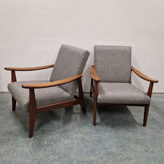 Ensemble de fauteuils vintage nouvellement rembourrés fauteuils danois mid-century – Textile, Wood (photo 4 of 15)