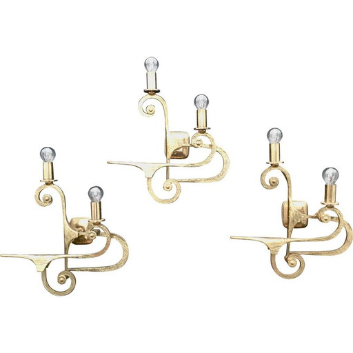 Pair of vintage bronze sconces by G. Piombanti, Italy 1950