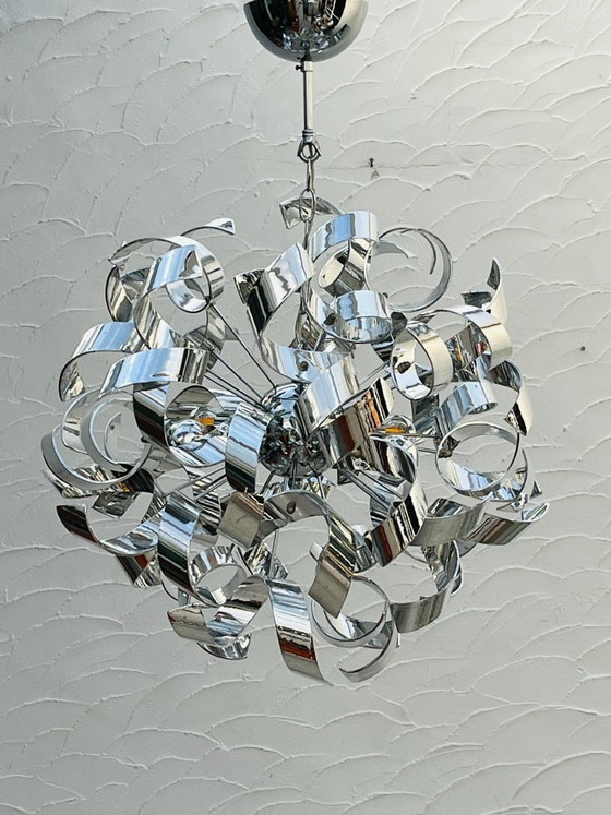 Image 1 of Sculptural chrome designer pendant light