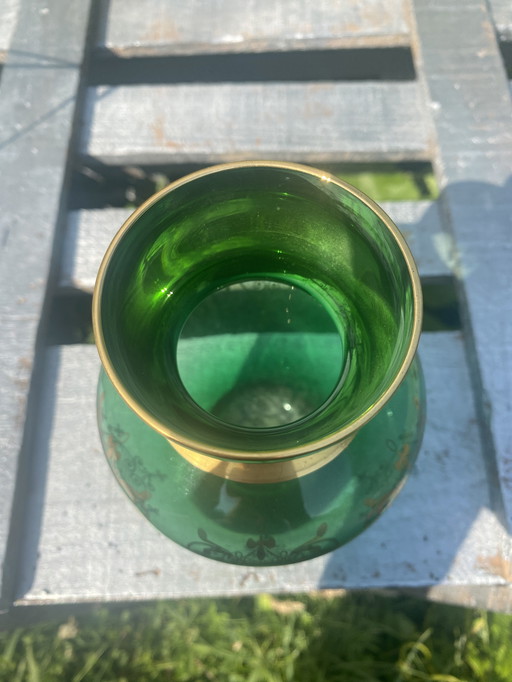 Murano smaragd en gouden vaas