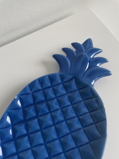 Image 1 of Serveerschaaltje Ananas Vorm Blauw Keramiek