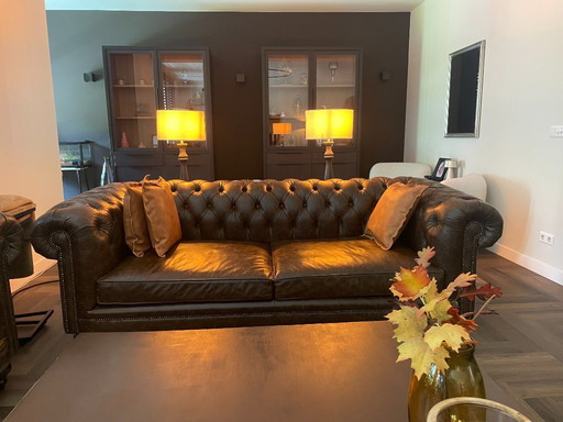 2x Chesterfield 3-Seater Vintage Truffle